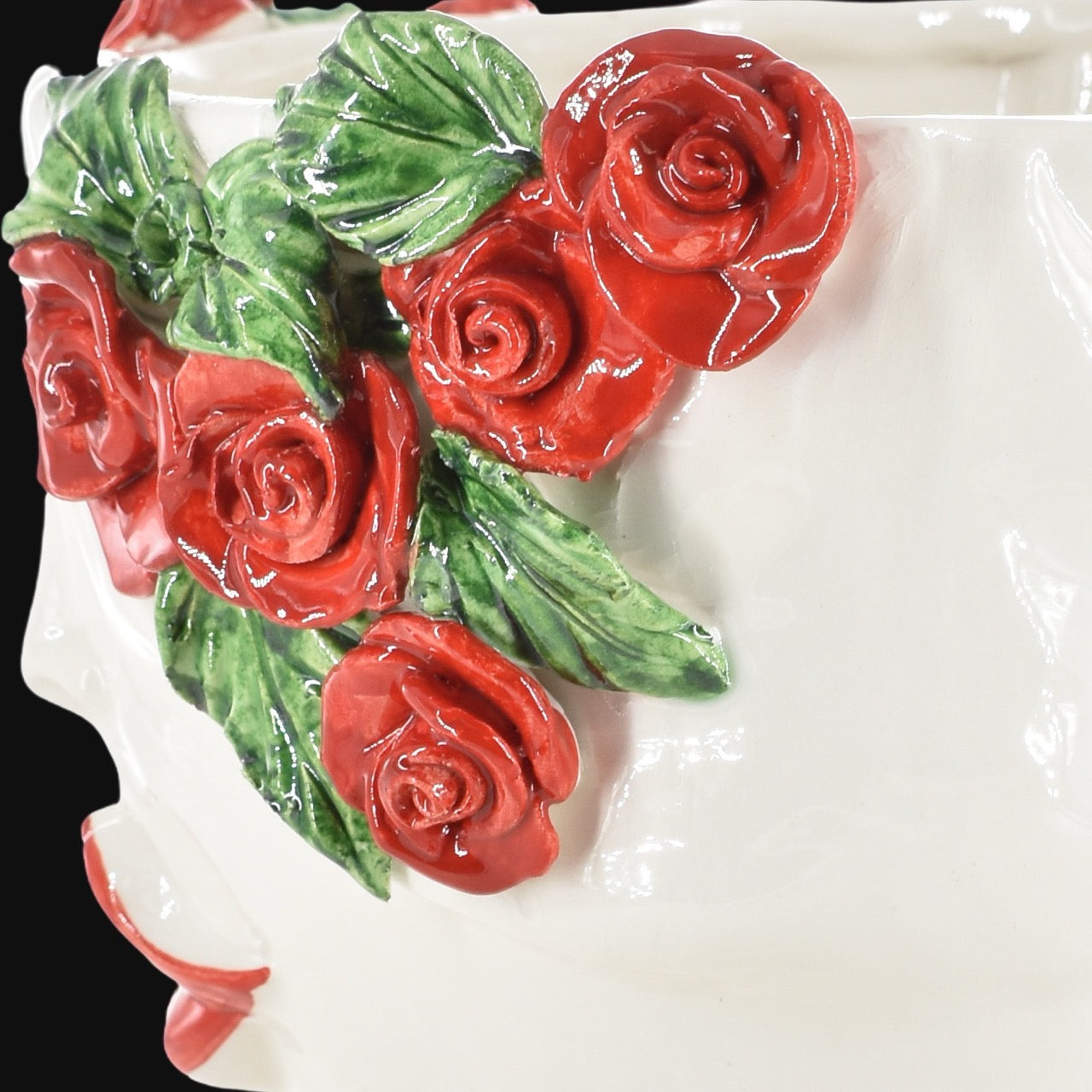 Testa di Moro con rose rosse "Zahira" donna | White and Color 30 cm