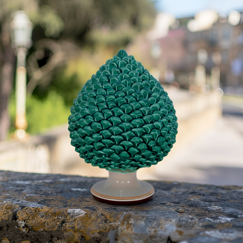Caltagirone handmade pinecone modeled by hand height 25/40 green/orange