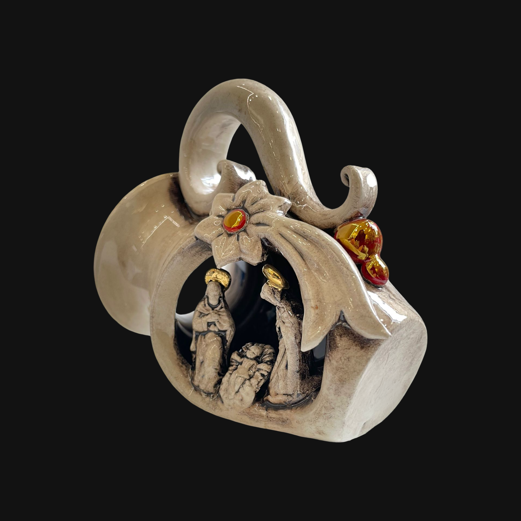 Natività mini giara h 10 Madreperla Antichizzato/Oro e Lustri