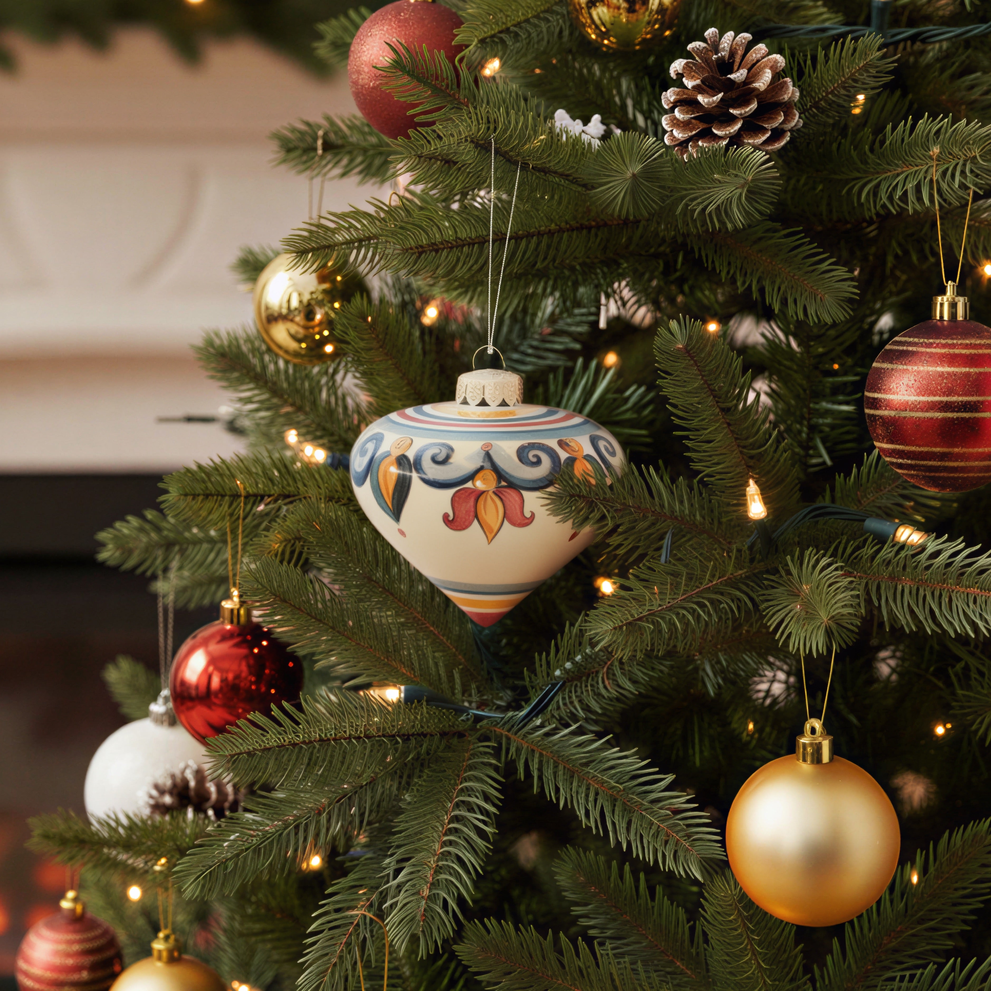 Set da 2 Palline natalizie a Goccia diam. 6 cm Decoro Sicily