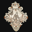 Acquasantiera maxi appl triangolare 35×45 madonna valderice madreperla antichizzato oro e lustri - Ceramiche di Caltagirone Sofia