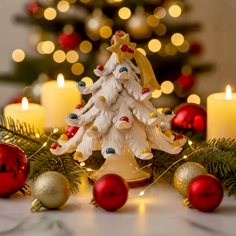 Sicilian Ceramic Christmas Tree, Tricolore – Italian ceramic from Caltagirone, Sicily