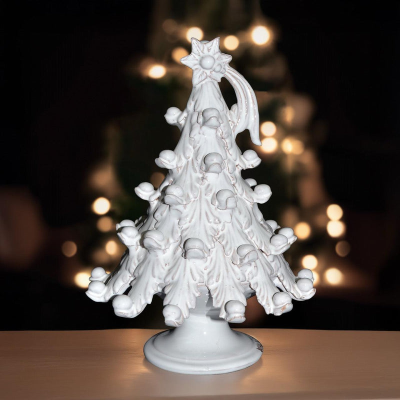 Sicilian Ceramic Christmas Tree, White Line – Italian ceramic from Caltagirone, Sicily