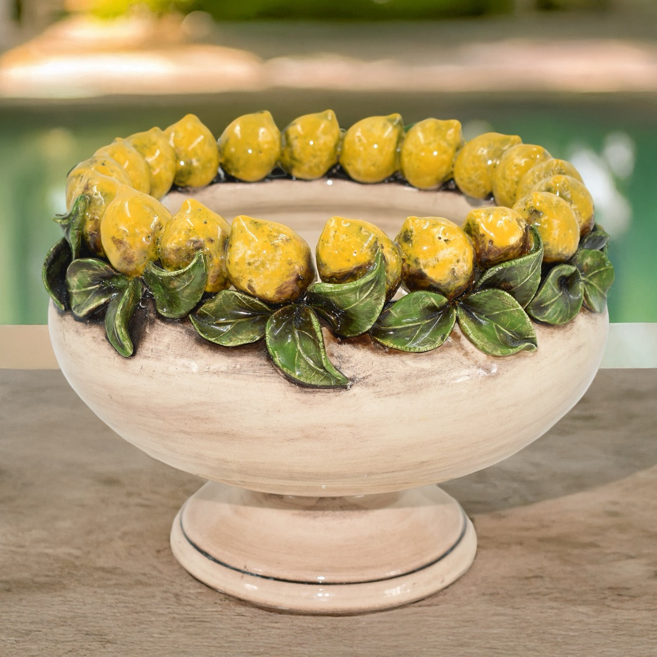 Alzata con Limoni Siciliani Ø 23 Madreperla Colorato - Ceramiche di Caltagirone Sofia