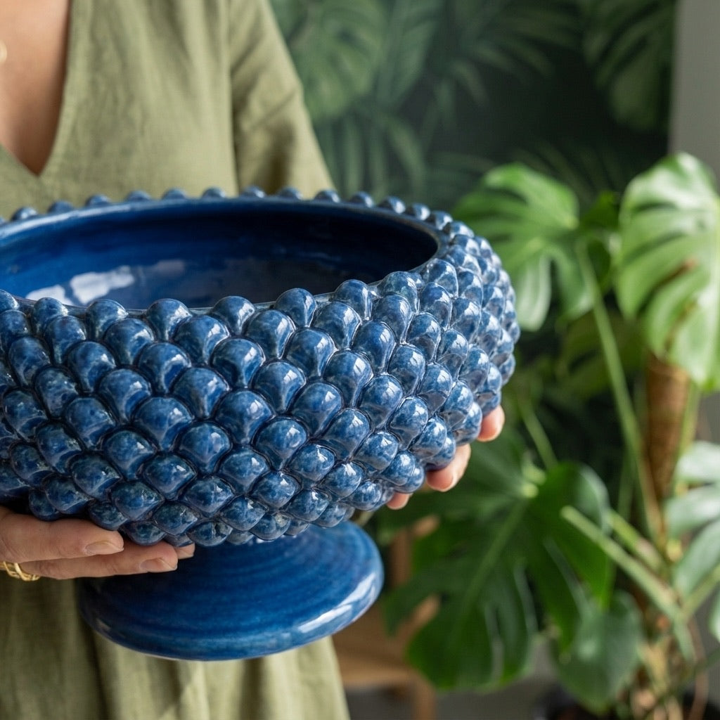 Pinecone stand of Caltagirone modeled by hand - Sicilian modern ceramic