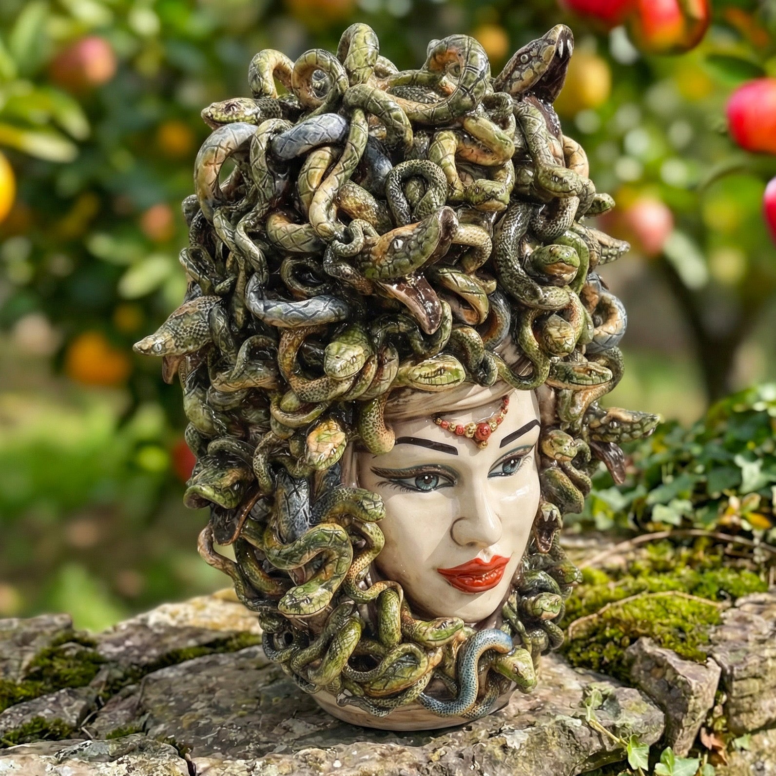 Medusa head h 48 mother of pearl antique gold and lustre