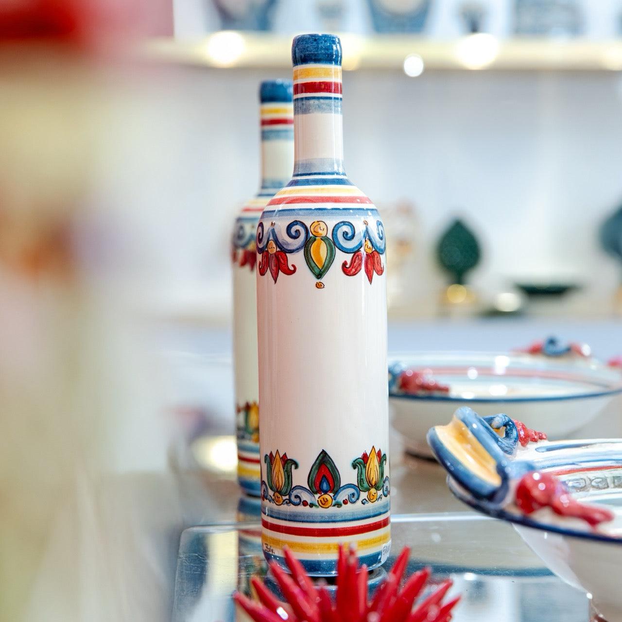 Bottiglia h 30 cm Decoro Sicily - Ceramiche di Caltagirone Sofia