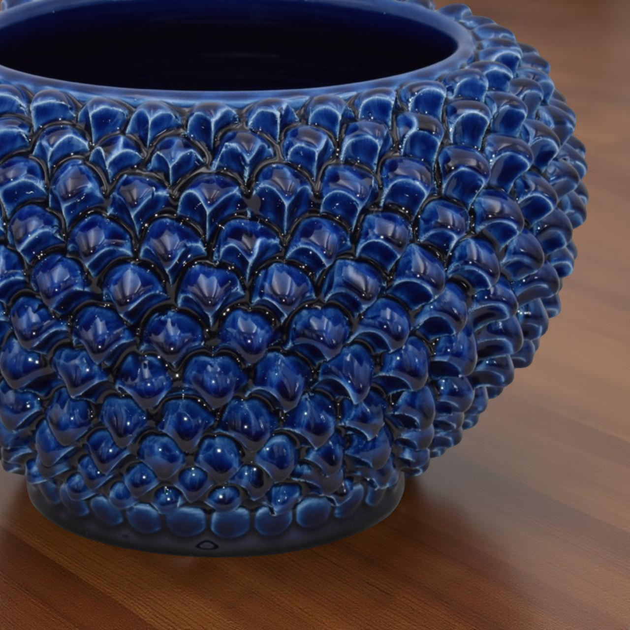 Cachepot a pigna blu intenso in ceramica artigianale di Caltagirone - Ceramiche di Caltagirone Sofia