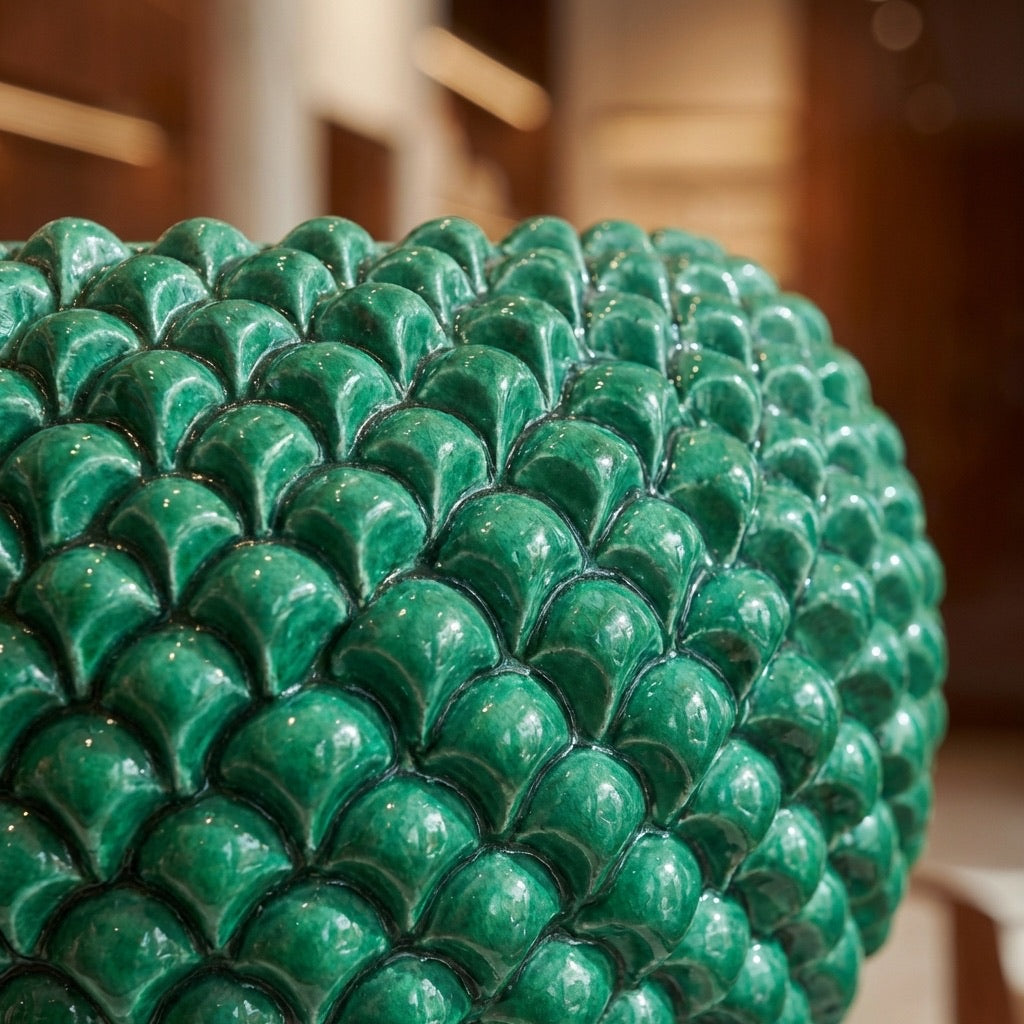Cachepot a pigna Verde Smeraldo in ceramica artigianale di Caltagirone - Ceramiche di Caltagirone Sofia