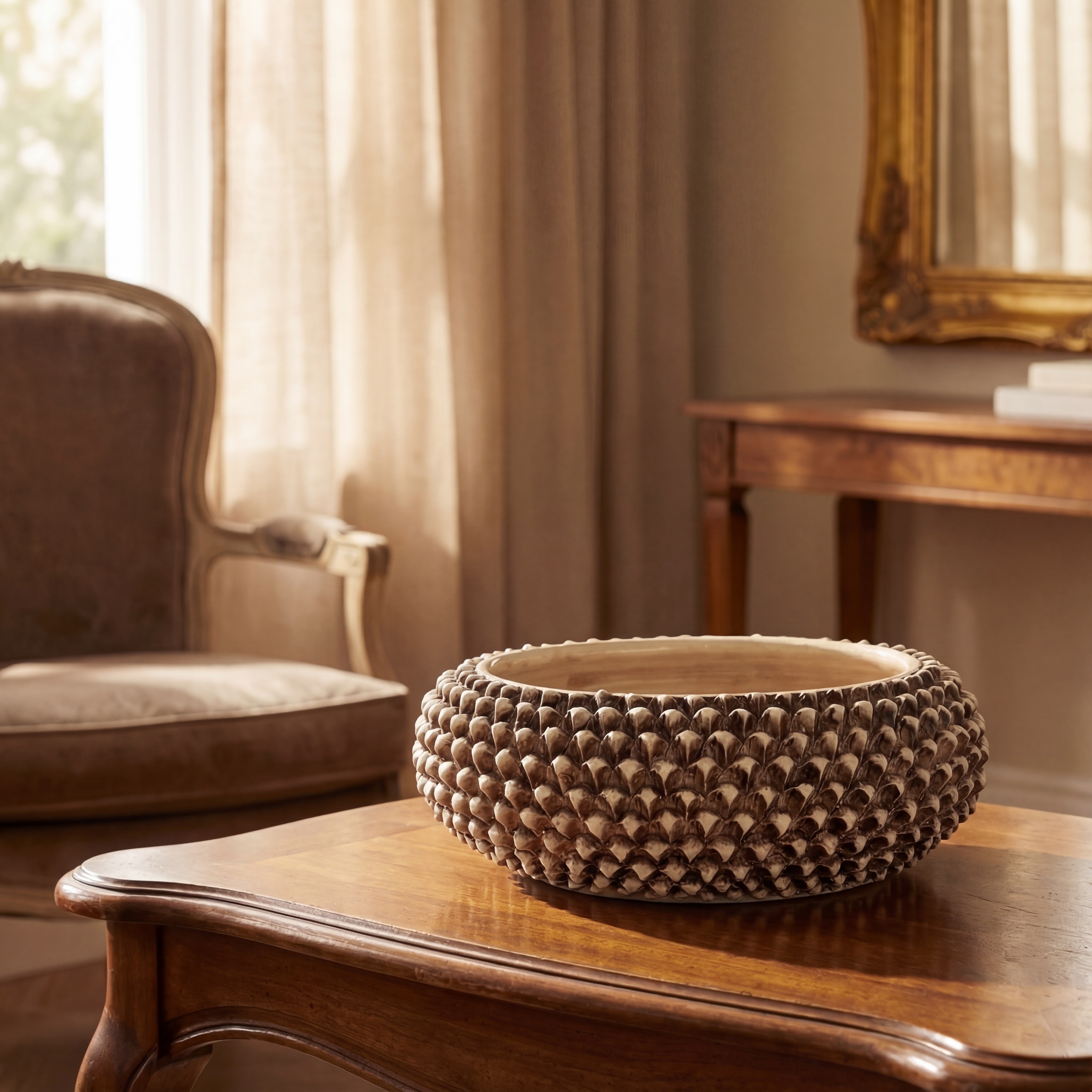 Centrotavola a Pigna di Caltagirone modellata a mano Madreperla Antichizzato - Ceramiche di Caltagirone Sofia