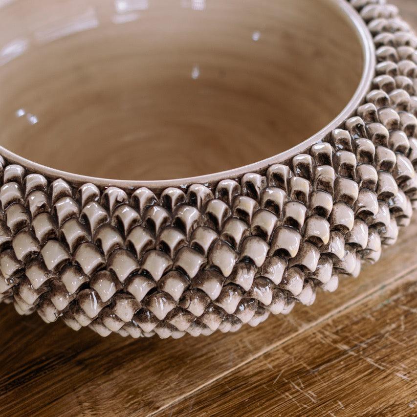 Centrotavola a Pigna di Caltagirone modellata a mano Madreperla Antichizzato - Ceramiche di Caltagirone Sofia