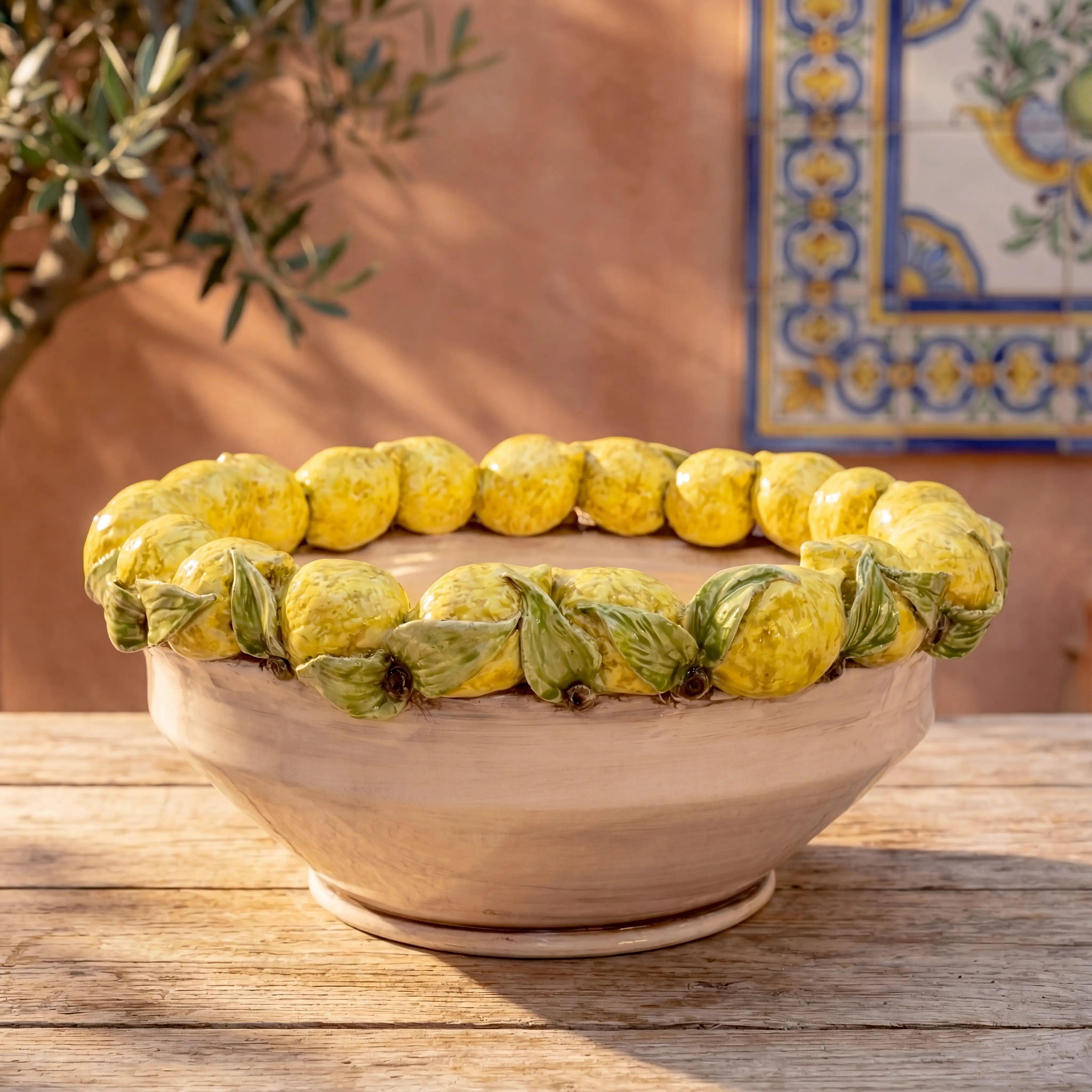 Centrotavola con Limoni Siciliani Ø 38 madreperla colorato - Ceramiche di Caltagirone Sofia