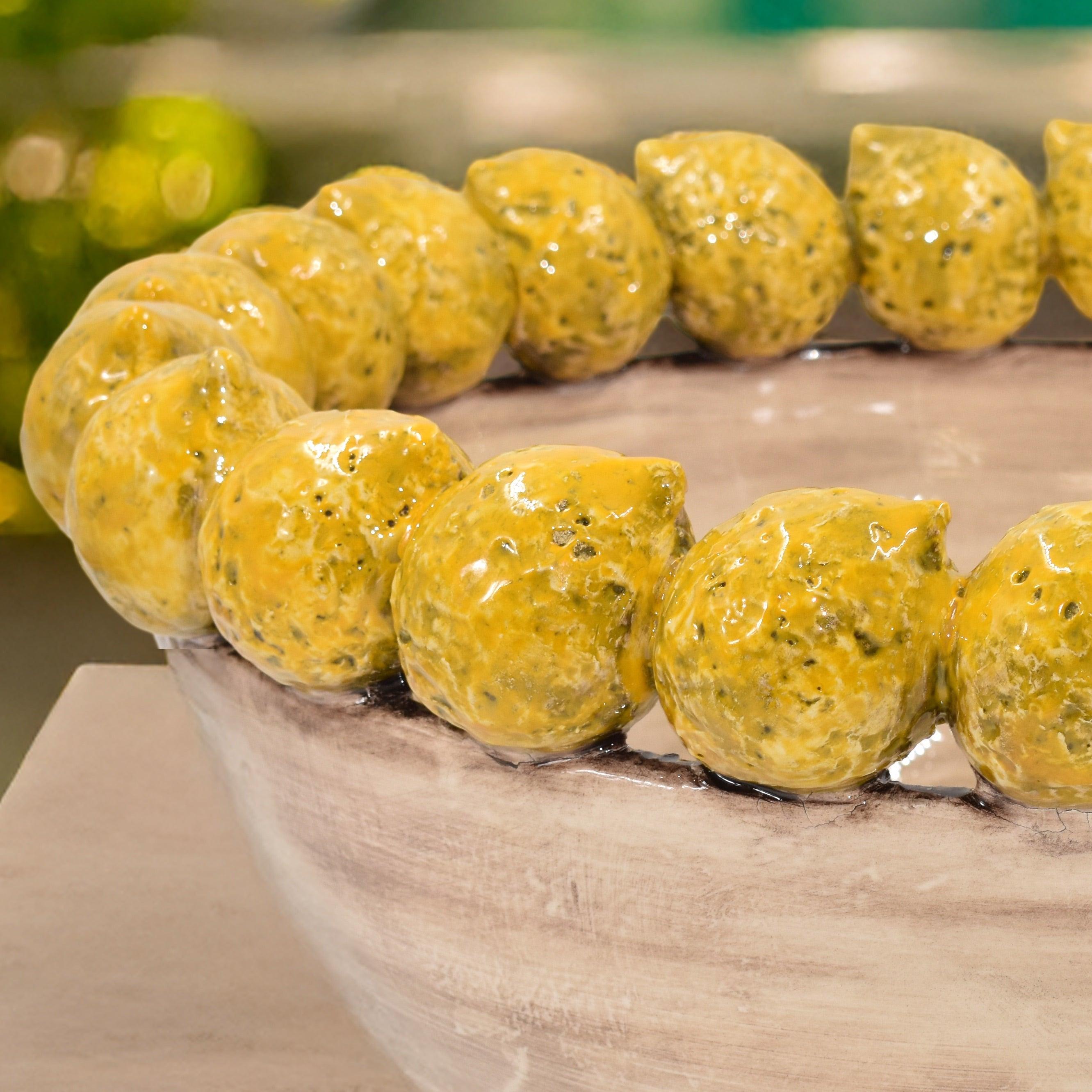 Centrotavola con Limoni Siciliani Ø 40 senza foglie madreperla colorato - Ceramiche di Caltagirone Sofia