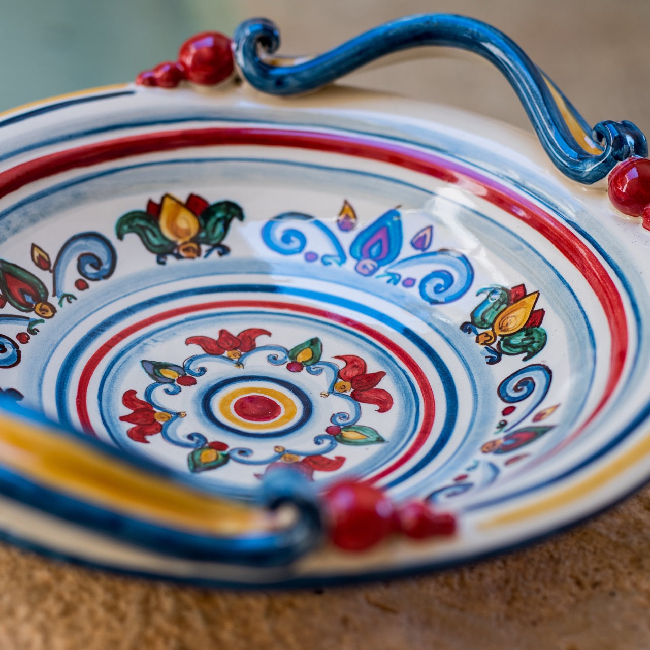 Centrotavola Ø 30/40 Decoro Sicily in ceramica artistica di Caltagirone - Ceramiche di Caltagirone Sofia
