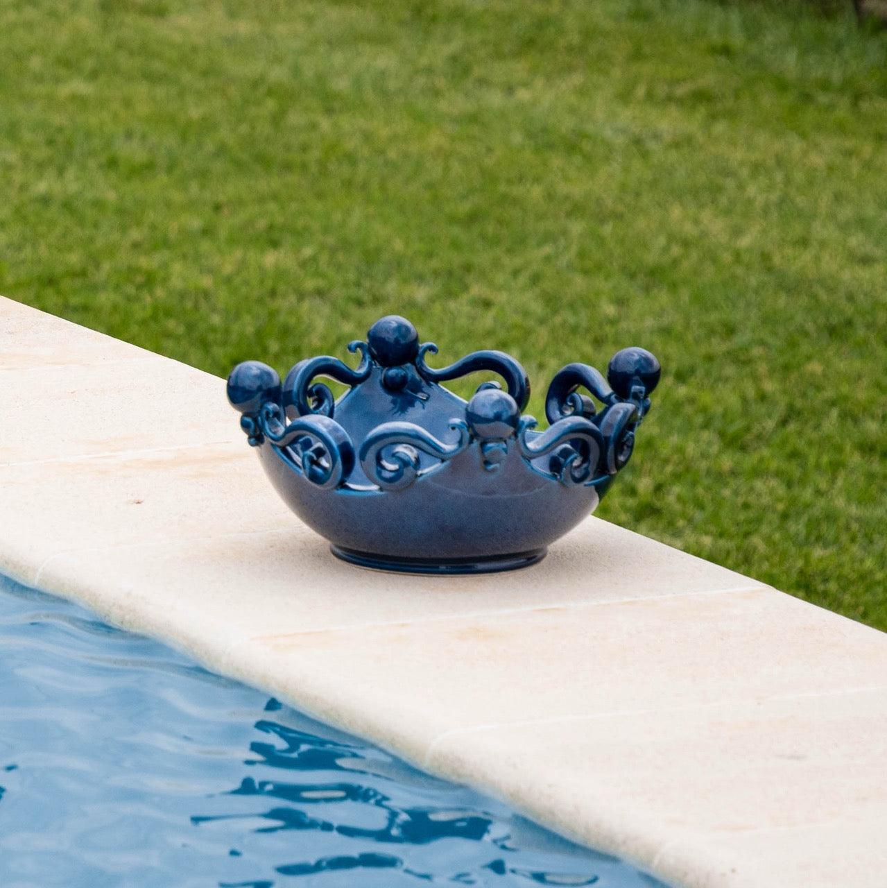 Centrotavola pallina blu intenso Ø 25 cm / Ø 30 cm | Ceramiche in stile moderna - Ceramiche di Caltagirone Sofia