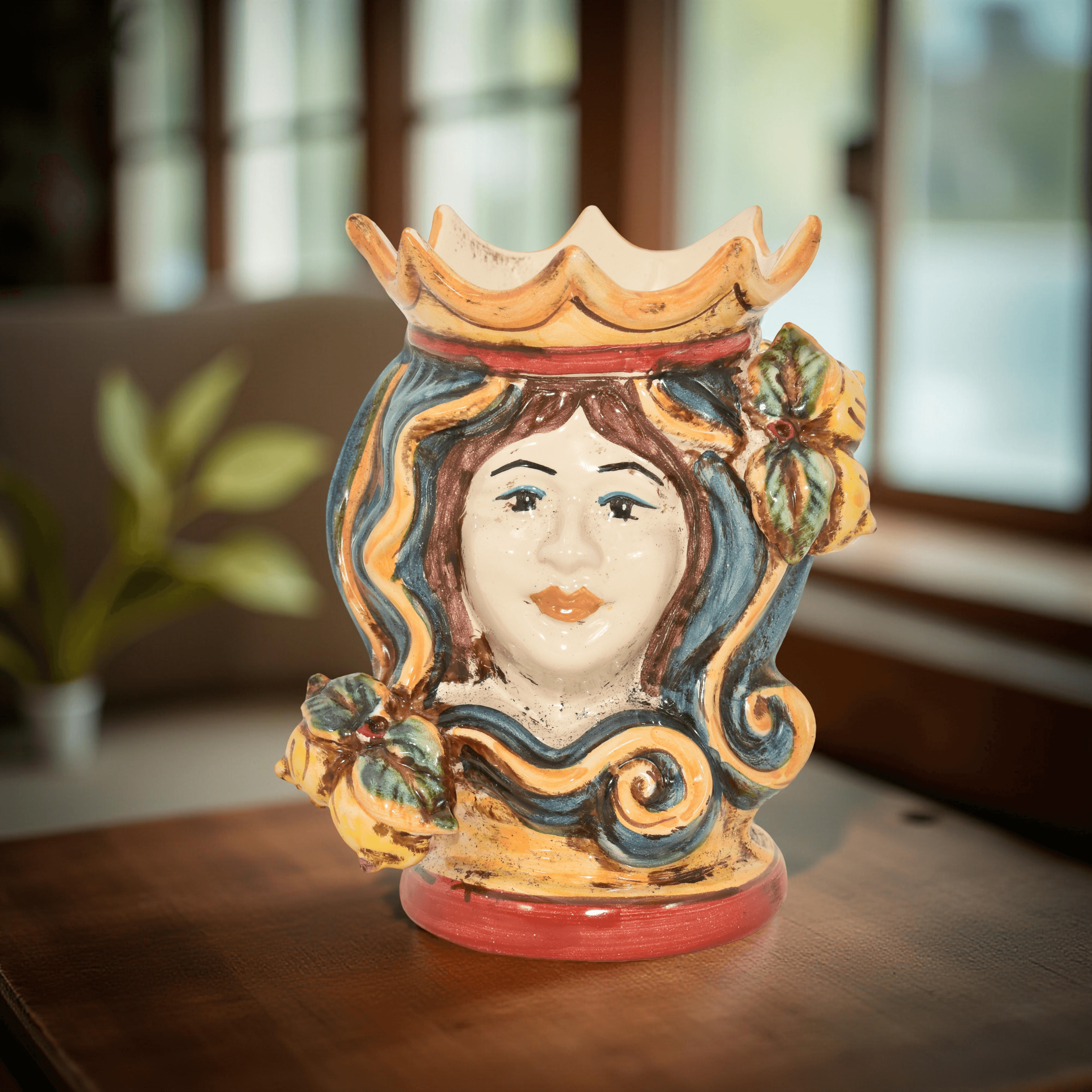 Coppia di Teste di moro h 15 in decoro sicily maschio moro - Ceramiche di Caltagirone Sofia
