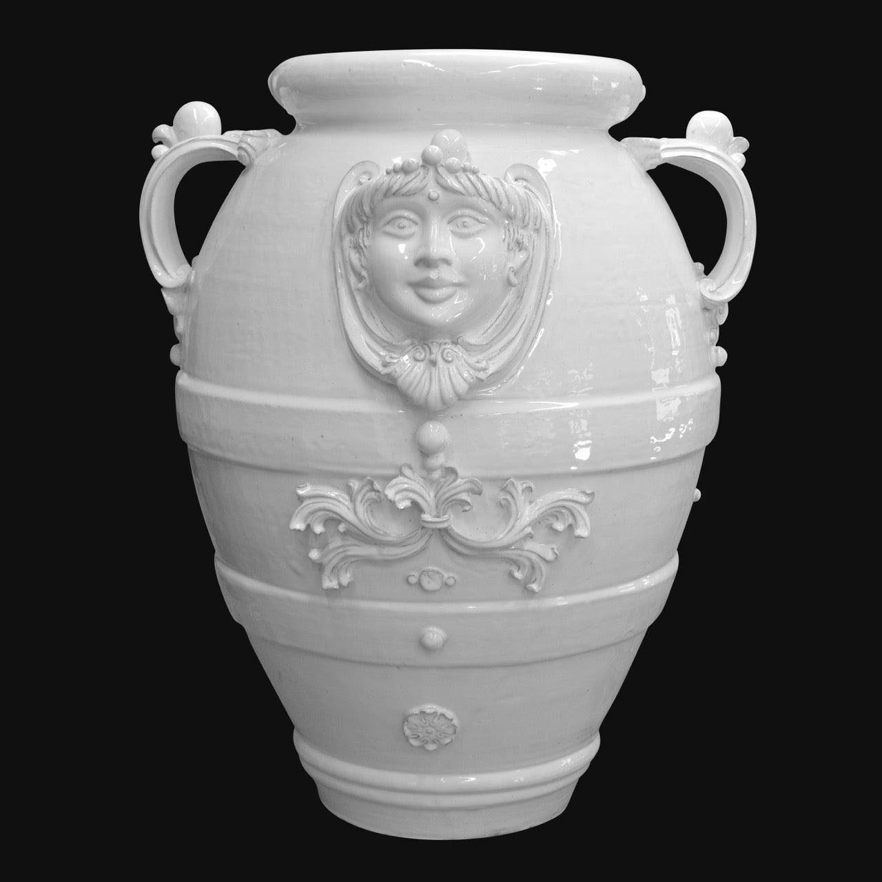 Giara c/testa Applicata in serie limitata h 67 white line - Ceramiche di Caltagirone Sofia