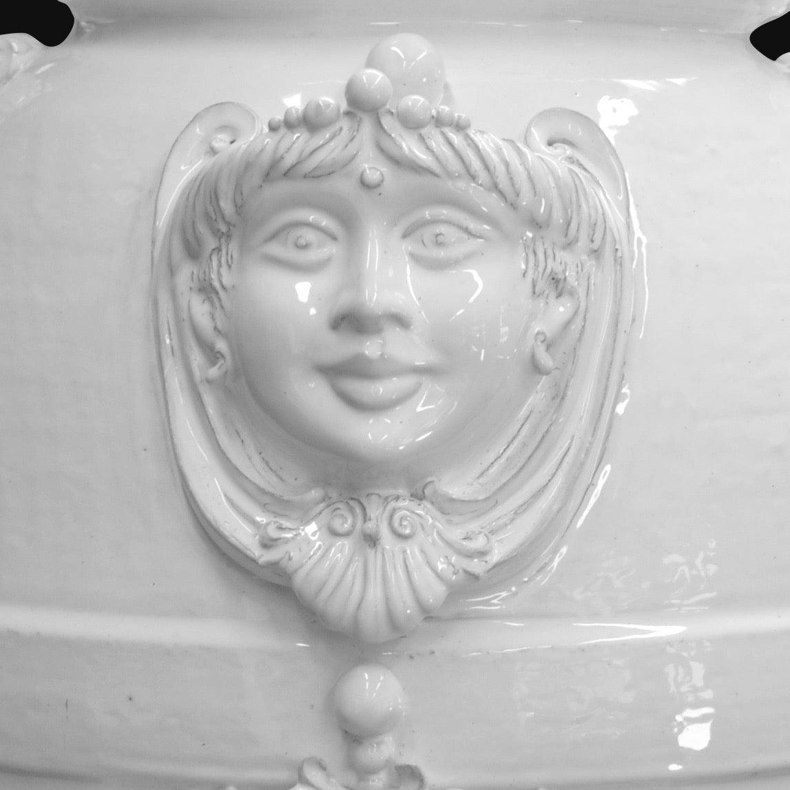 Giara c/testa Applicata in serie limitata h 67 white line - Ceramiche di Caltagirone Sofia