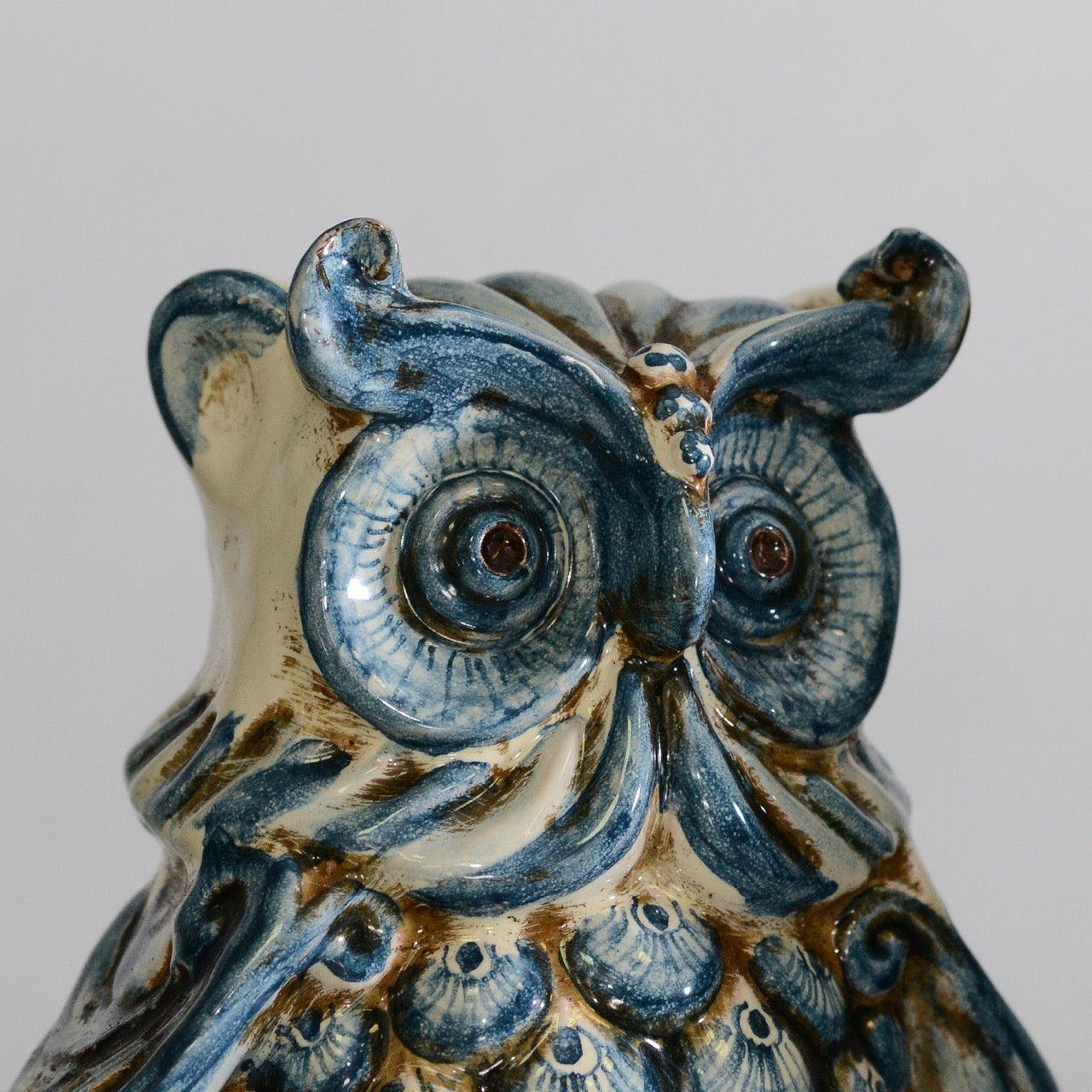 Gufo h 15 mono blu - Animali in ceramica - Ceramiche di Caltagirone Sofia