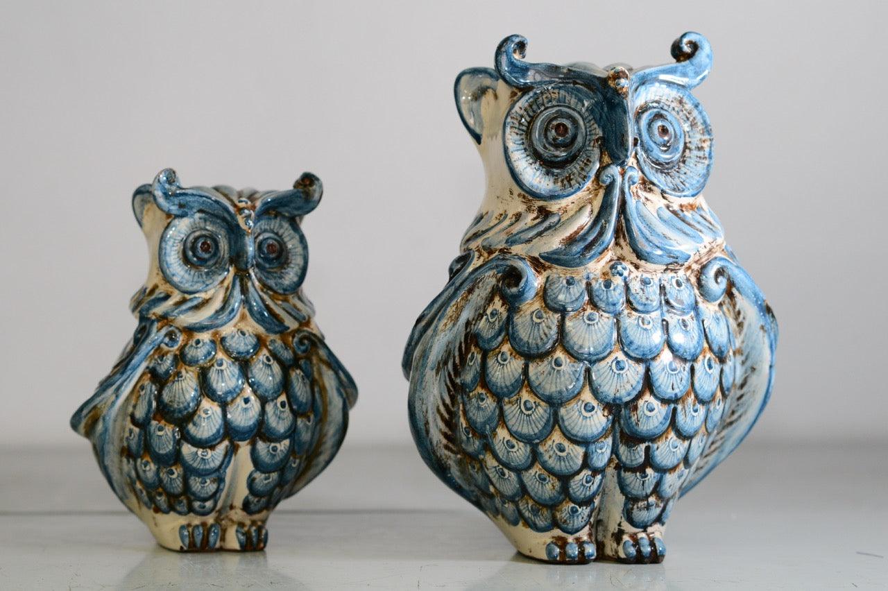 Gufo h 20 mono blu - Animali in ceramica - Ceramiche di Caltagirone Sofia