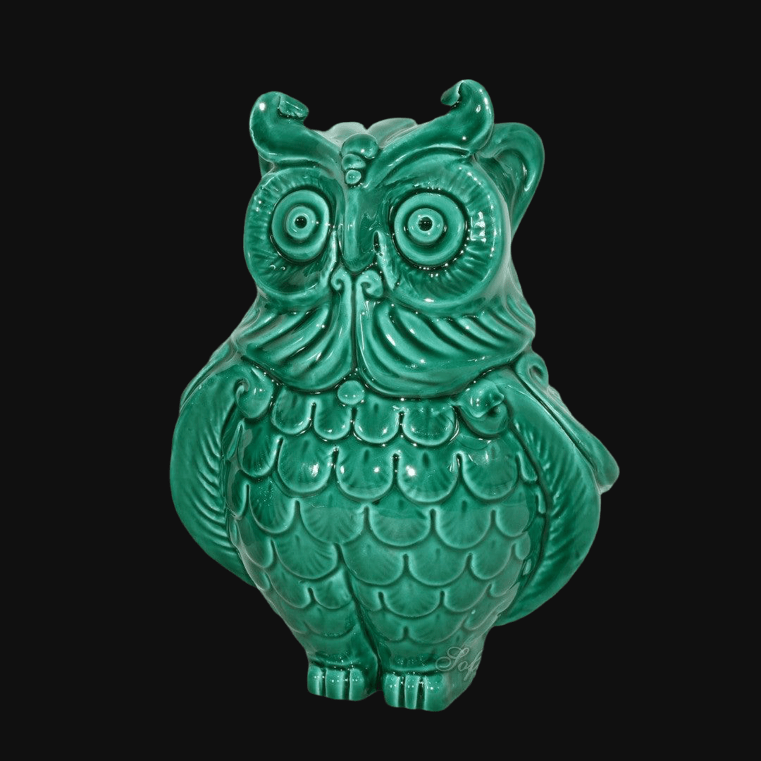 Gufo h 20 Verde Smeraldo - Animali in ceramica - Ceramiche di Caltagirone Sofia