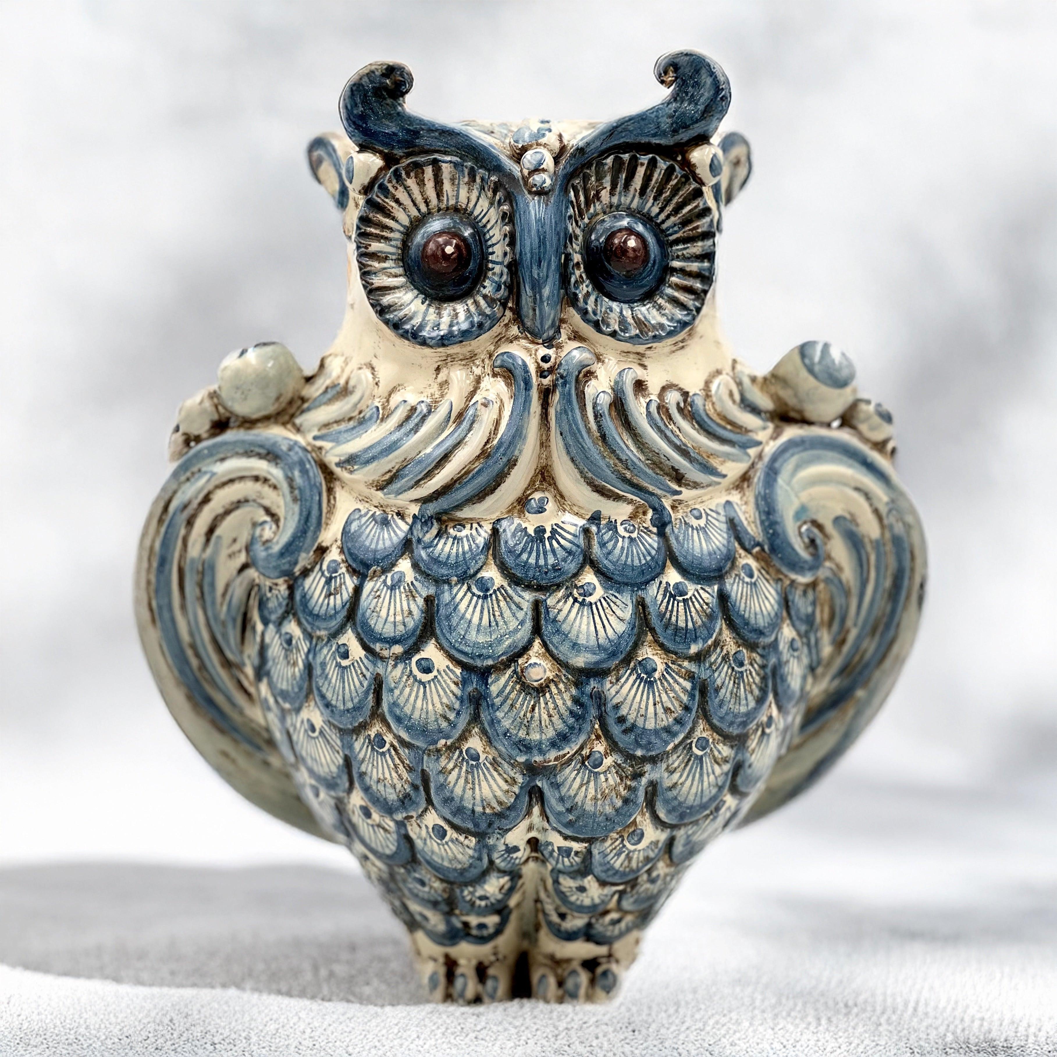 Gufo H 30 Monocromia Blu - Animali in Ceramica - Ceramiche di Caltagirone - Ceramiche di Caltagirone Sofia