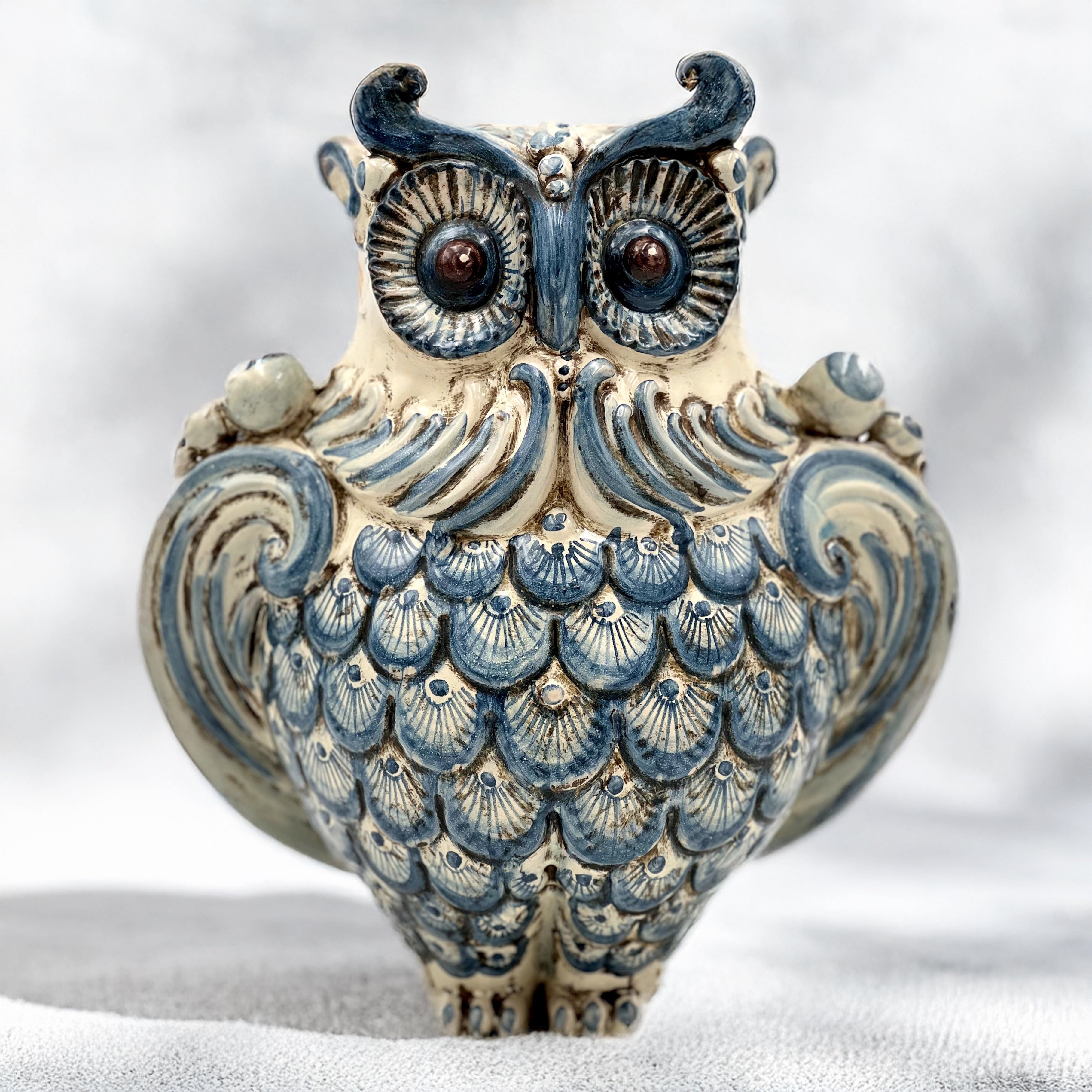 Gufo H 30 Monocromia Blu - Animali in Ceramica - Ceramiche di Caltagirone - Ceramiche di Caltagirone Sofia