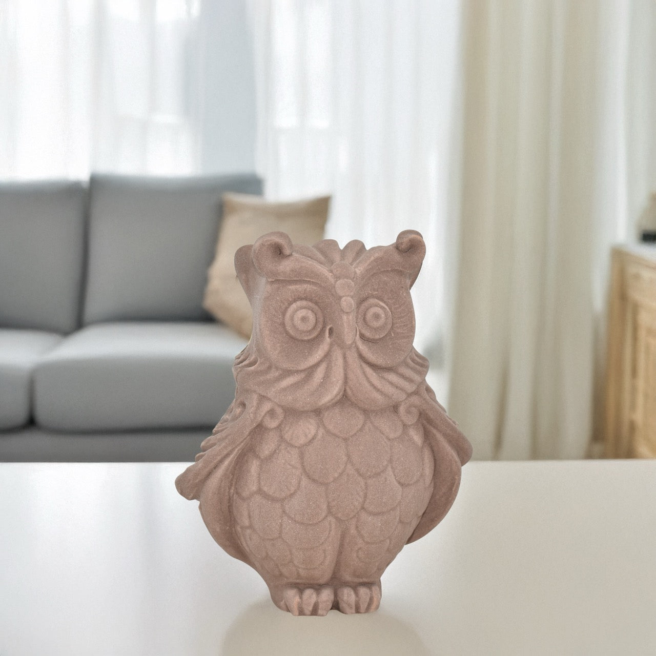 Gufo in ceramica tortora opaco - Animali in ceramica - Ceramiche di Caltagirone Sofia