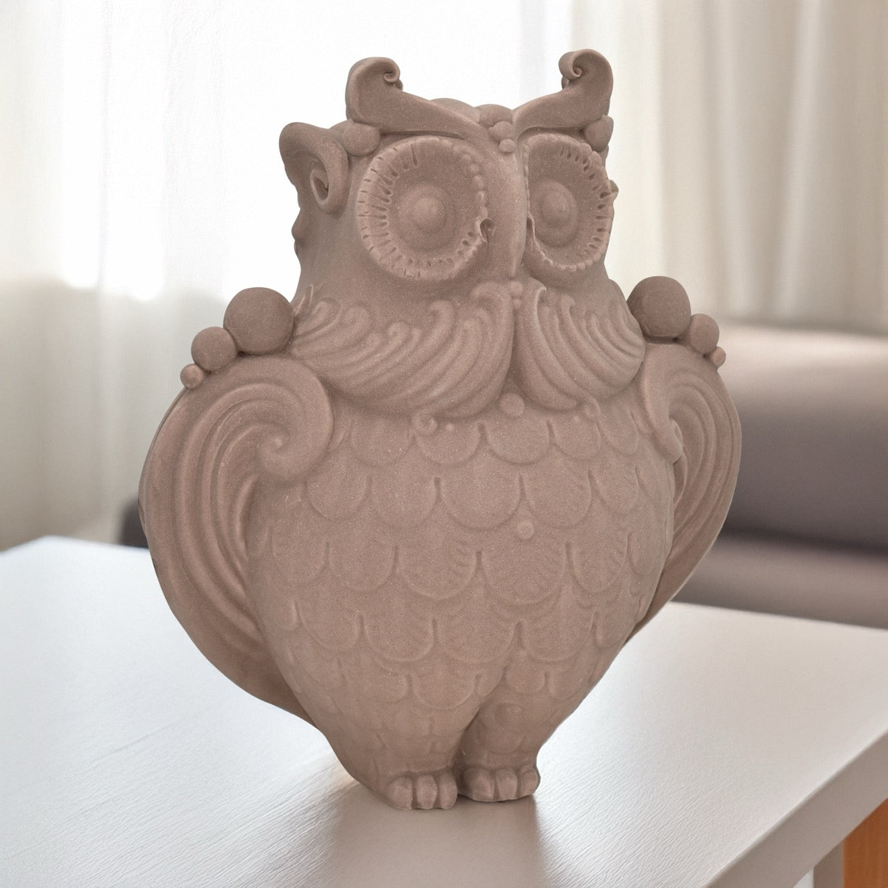 Gufo in ceramica tortora opaco - Animali in ceramica - Ceramiche di Caltagirone Sofia