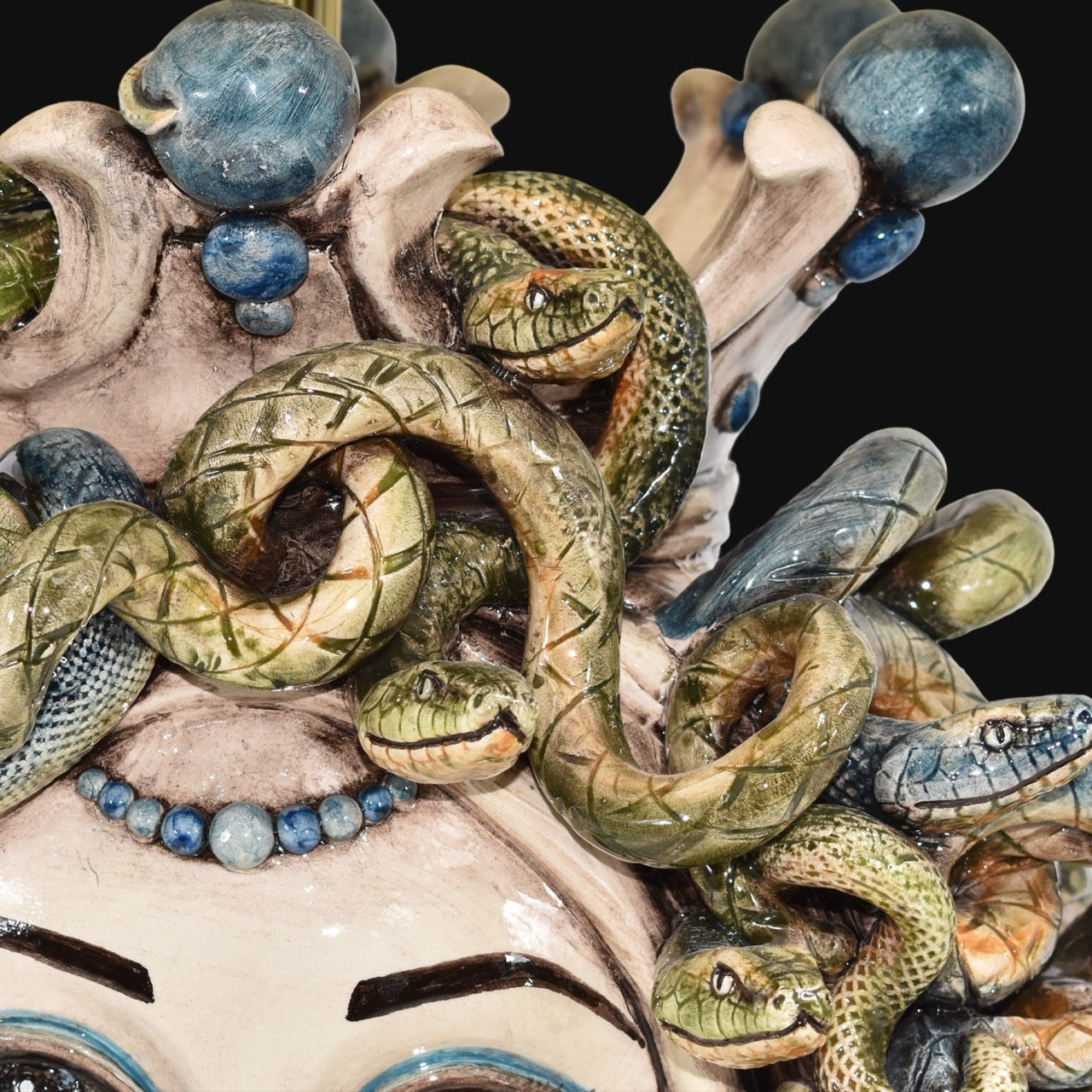 Medusa Head Vase H 65 cm / 25.6", Woman – Testa di Moro from Caltagirone, Sicily