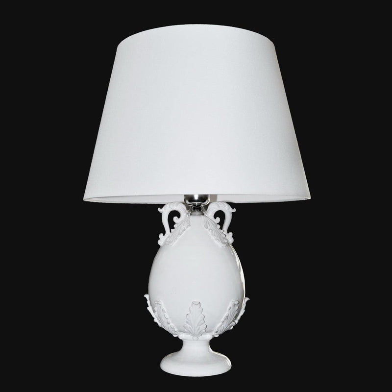 Sofia white line plastic egg lamp h 25 (h 47 with Ø30 lampshade)
