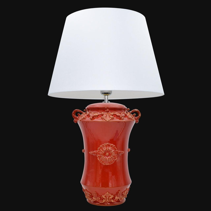 Albarello Apothecary Lamp H 35 cm / 13.8", Plastico Sofia, Fire Red – Italian ceramic from Caltagirone, Sicily