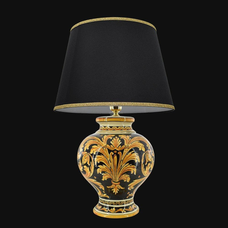 Shaved neck lamp h 30 Decorated Black Background in Caltagirone ceramic