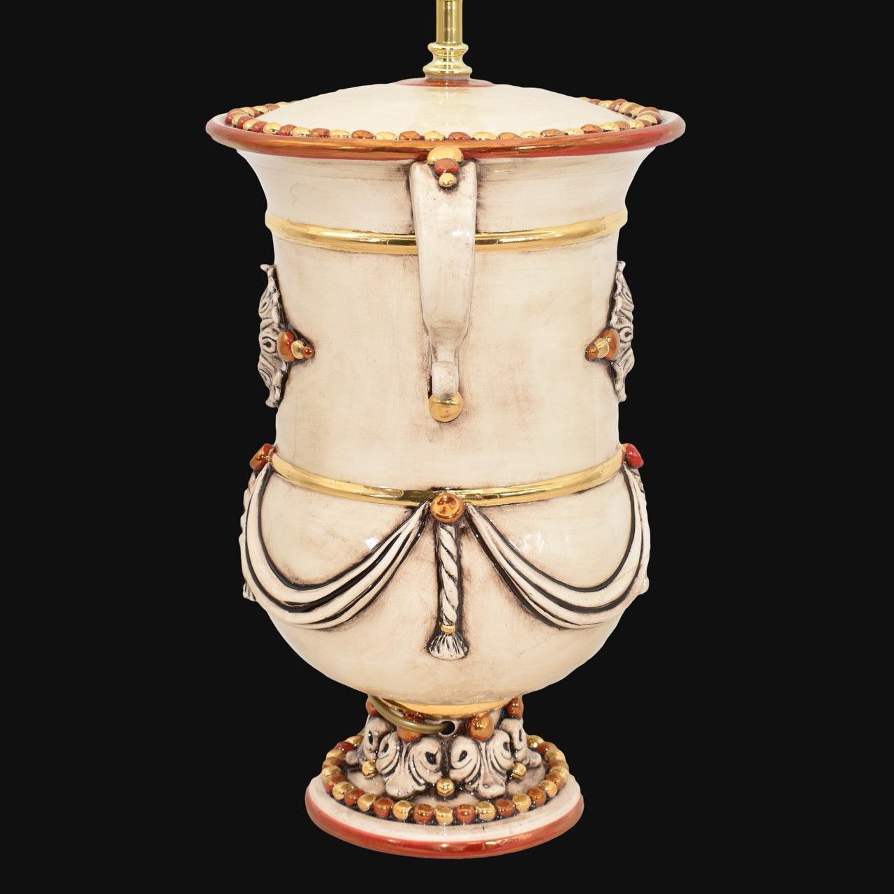 Lume Monumentale H 31 Madreperla Oro e Lustri (h57 c/paralume Ø40) - Ceramiche di Caltagirone Sofia