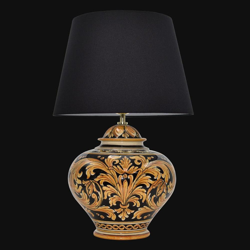 Caltagirone ceramic ball lamp, h 25/35, decorated with a black background.