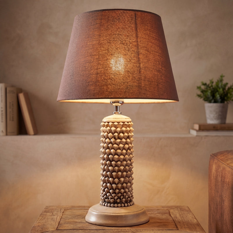 Caltagirone Ceramic Pine Cone Lamp H 60 cm / 24" — Antique Mother of Pearl