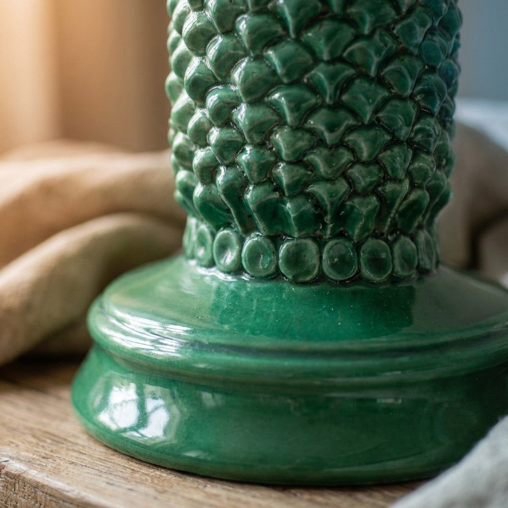 Lume pigna cilindro h 60 Verde Smeraldo in ceramica di Caltagirone - Ceramiche di Caltagirone Sofia