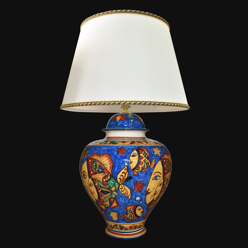 Italian Ceramic Lamp, Blue Background – Caltagirone Ceramic – Italian ceramic lamp tradition