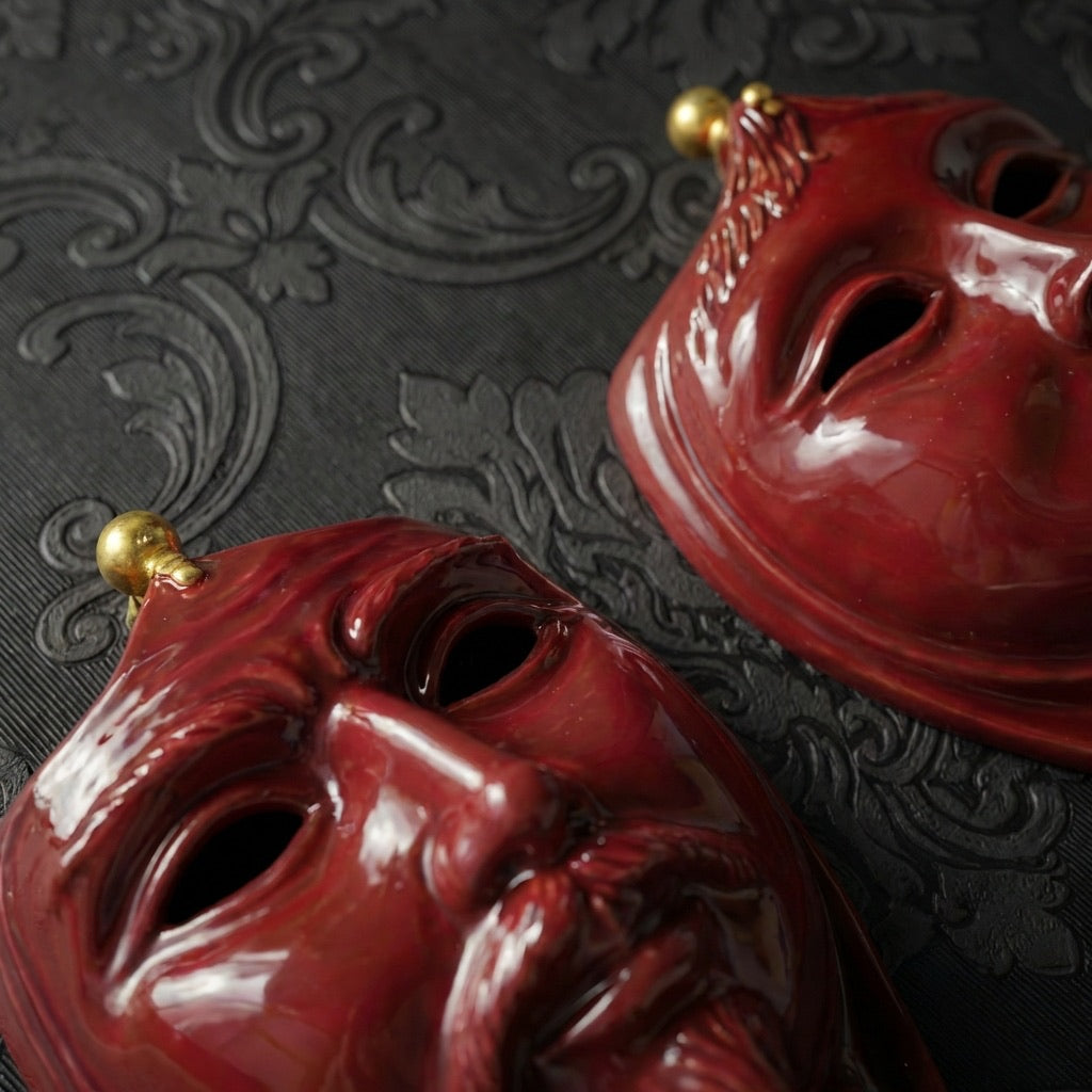 Maschera d'Appoggio Bordeaux con dettagli in oro cm 25x30 - Ceramiche di Caltagirone Sofia