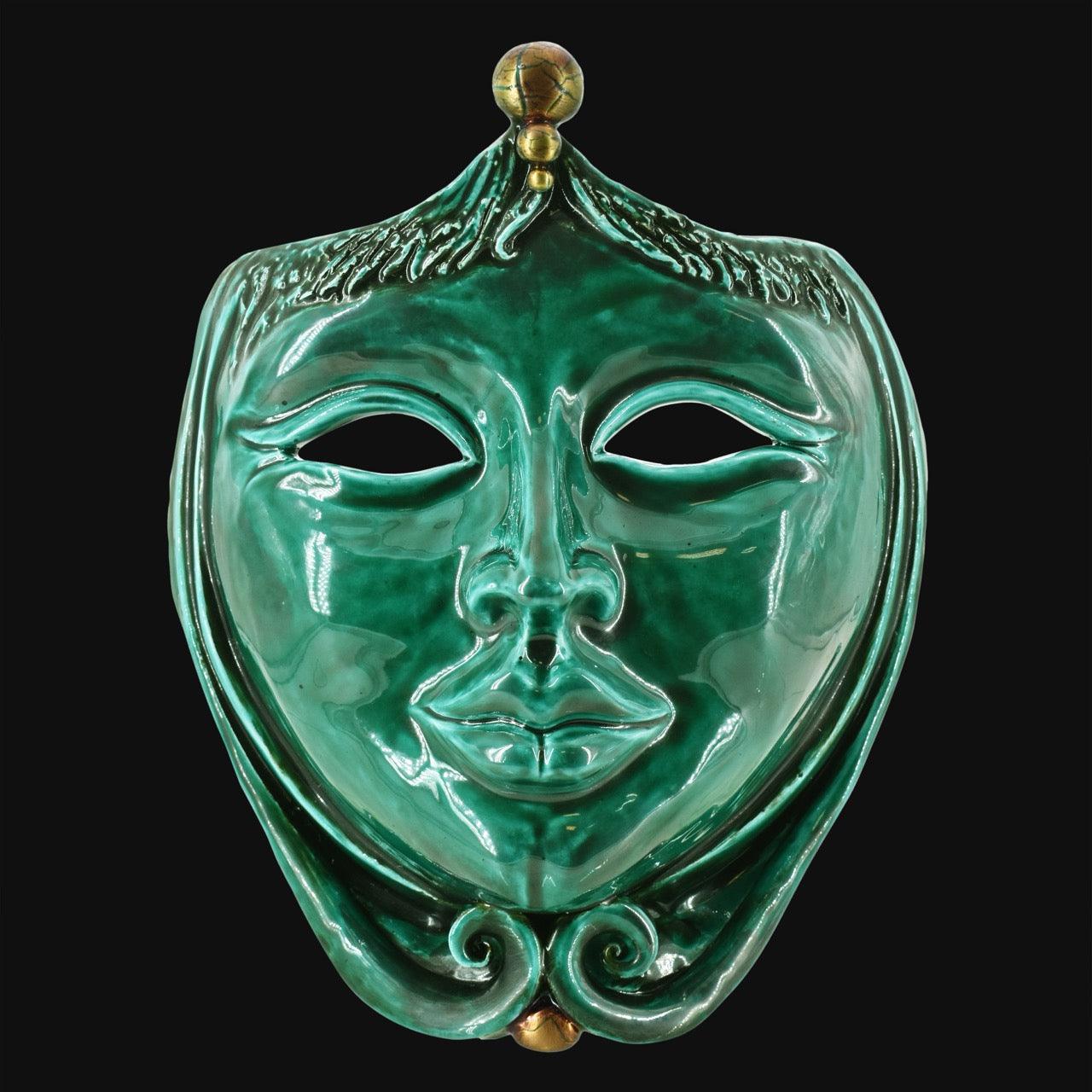 Maschera d'Appoggio Verde Rame in Ceramica di Caltagirone - Ceramiche di Caltagirone Sofia