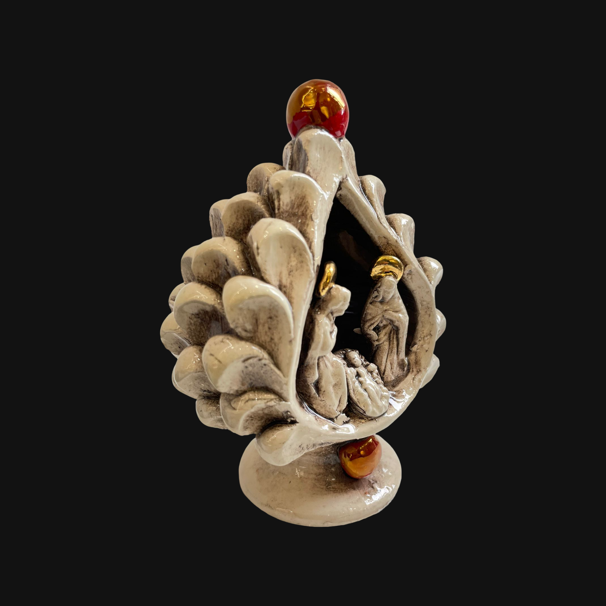 Natività a pigna h 12 Madreperla Antichizzato - Ceramiche di Caltagirone Sofia