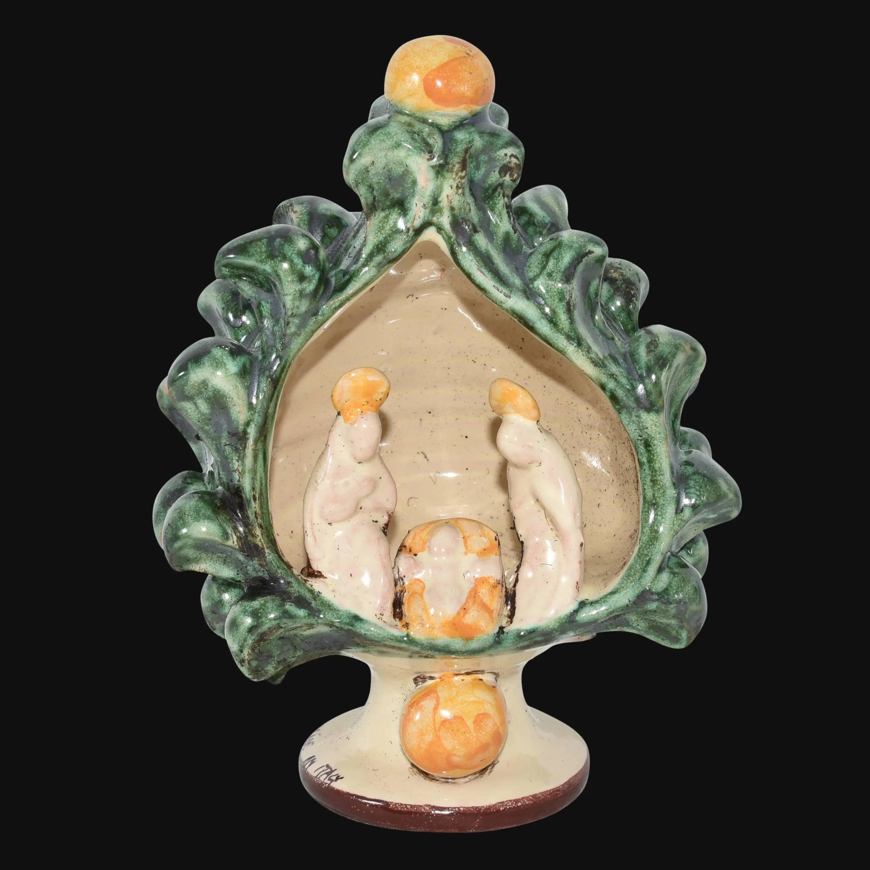 Natività a pigna h 12 verde arancio - Natale a Caltagirone - Ceramiche di Caltagirone Sofia