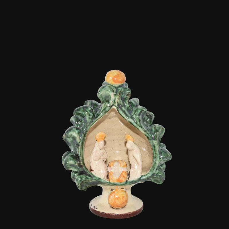 Nativity with pine cone h 12 orange/green - Christmas in Caltagirone