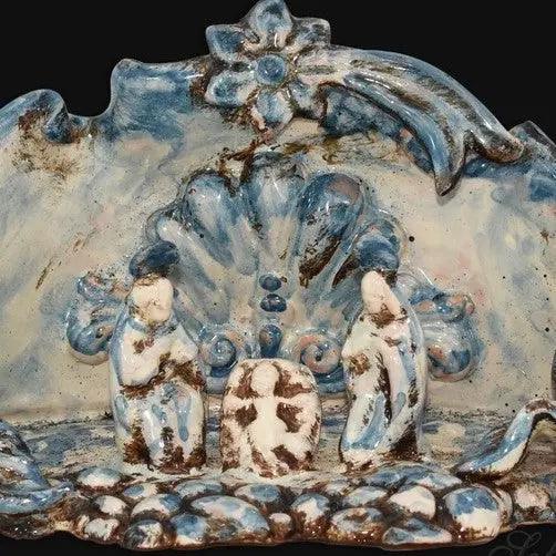 Natività media 14x10 mono blu - Presepe di Caltagirone - Ceramiche di Caltagirone Sofia