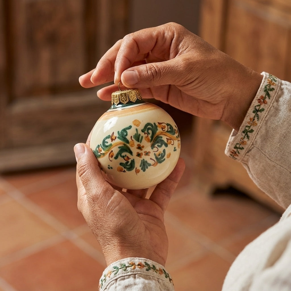 Pallina di Natale ceramiche Caltagirone fatti a mano con decorazioni tradizionali