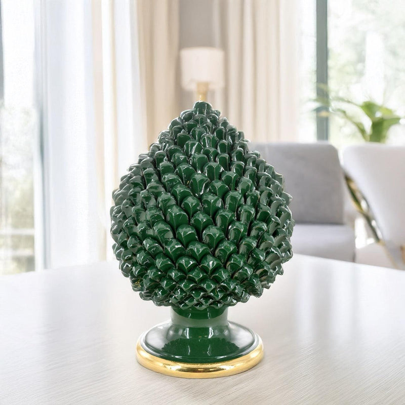 Sicilian Pine Cone, Antique Green – Italian pine cone ceramic from Caltagirone, Sicily