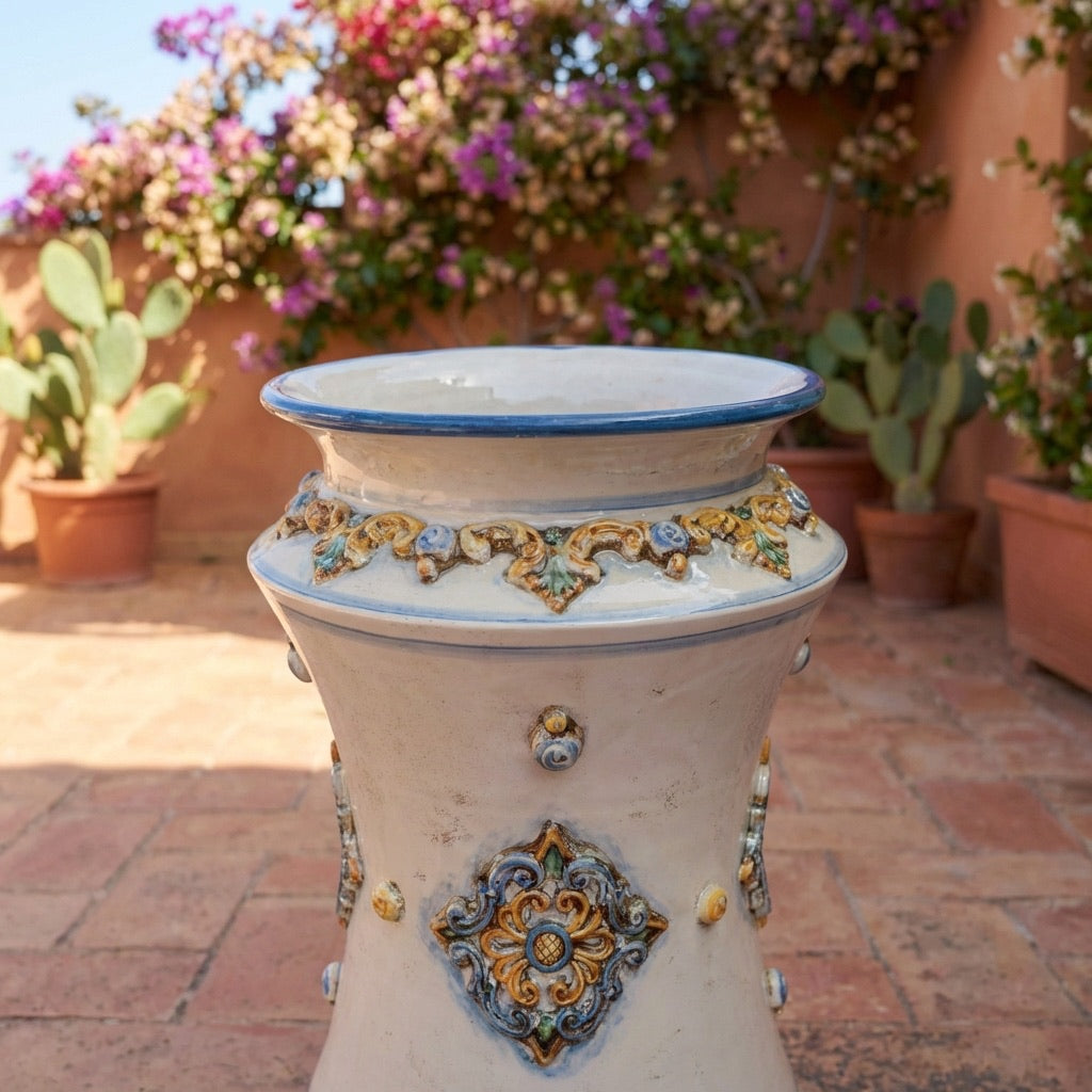 Portaombrelli ad albarello h 50 plastico Sofia blu e arancio - Ceramiche di Caltagirone Sofia