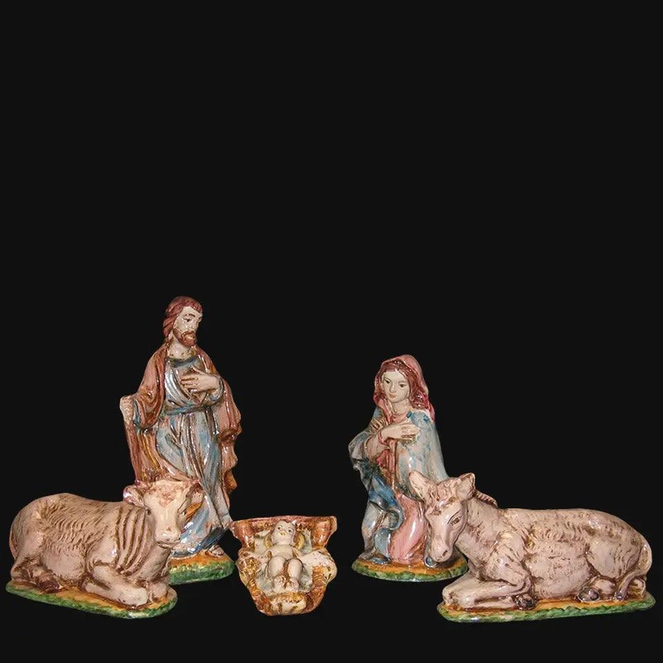Set natività 5 pezzi h 20 tricolore - Presepi di Caltagirone - Ceramiche di Caltagirone Sofia