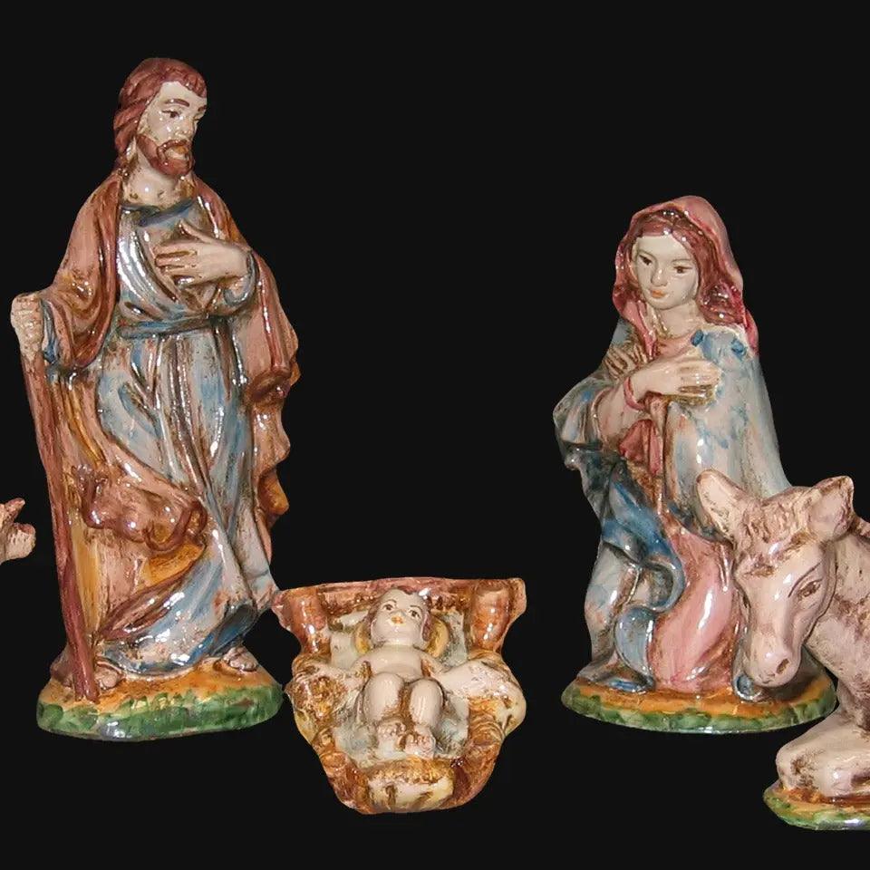 Set natività 5 pezzi h 20 tricolore - Presepi di Caltagirone - Ceramiche di Caltagirone Sofia