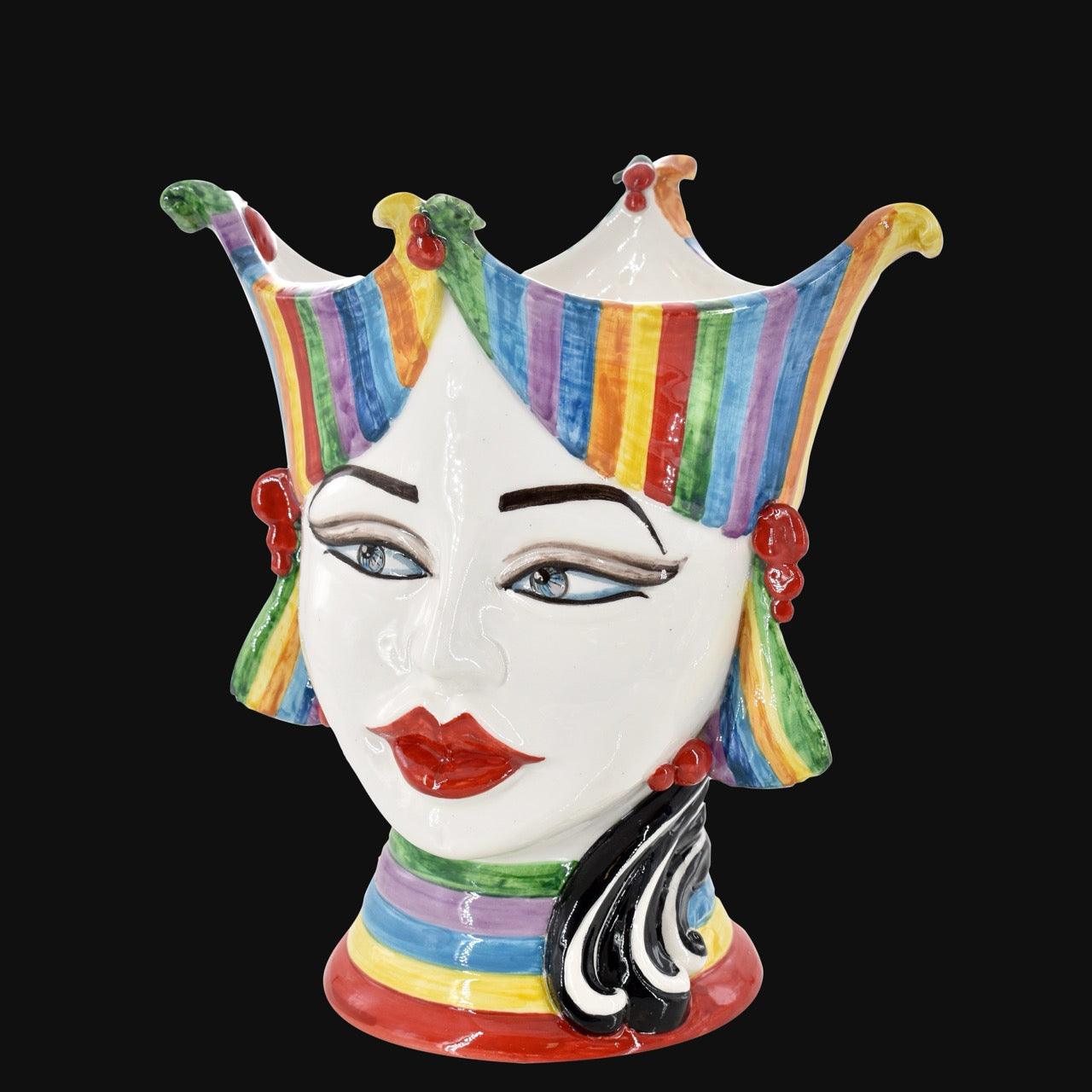 Testa di Moro "Aisha" 25 cm White and Color - Viso di Donna in Ceramica Siciliana - Ceramiche di Caltagirone Sofia